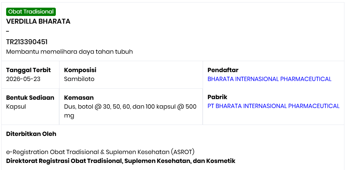 Sertifikat BPOM TR 213390451