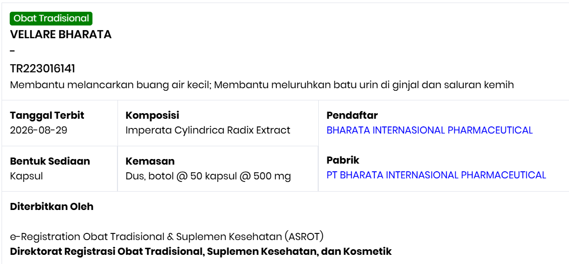 Sertifikat BPOM TR223016141